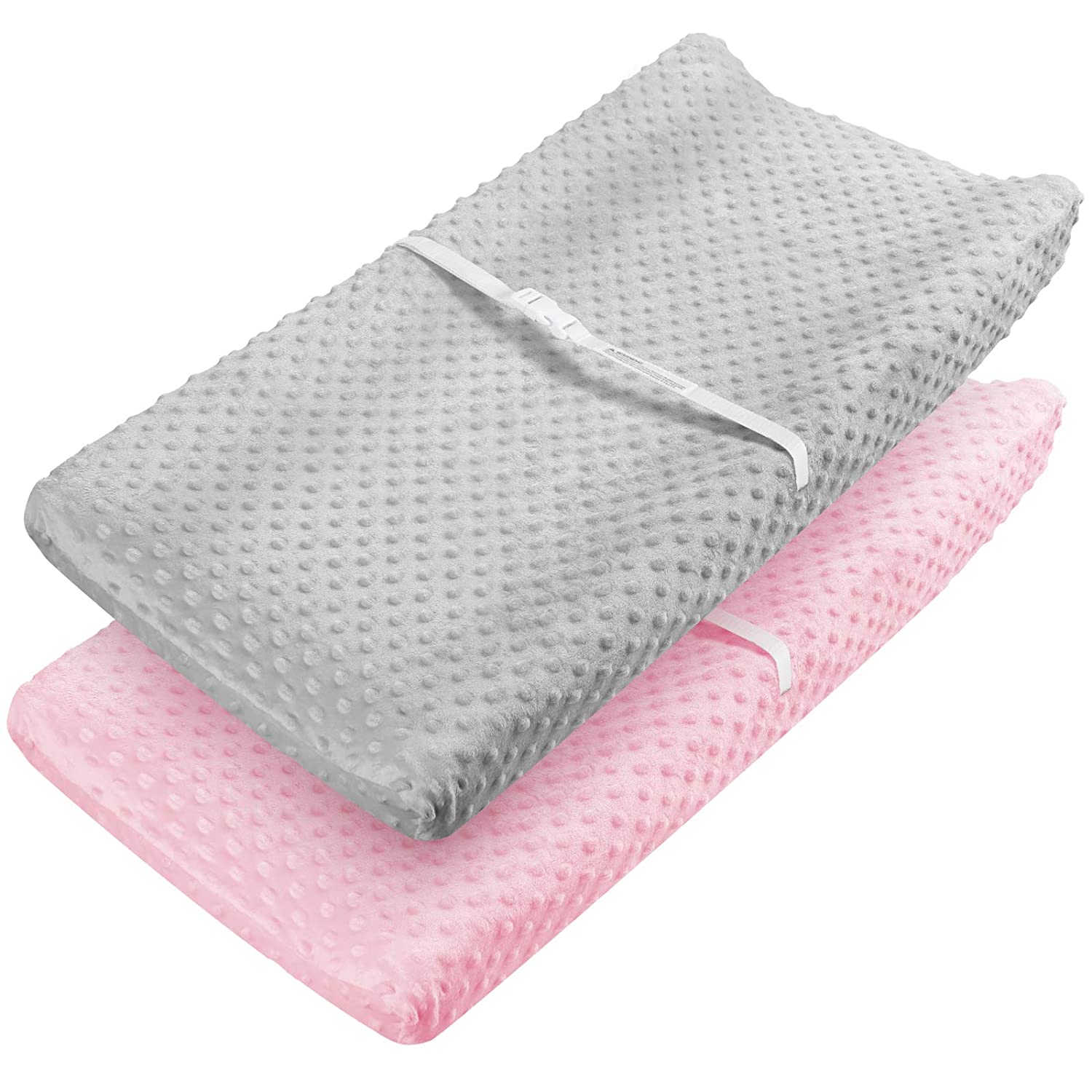 Babebay Changing Pad Covers for Baby Girls - Light Grey & Pink