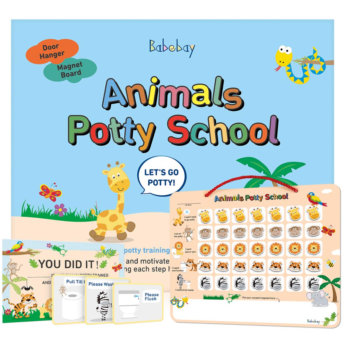 Babebay Potty Training Chart for Toddlers - Fun Animal Design