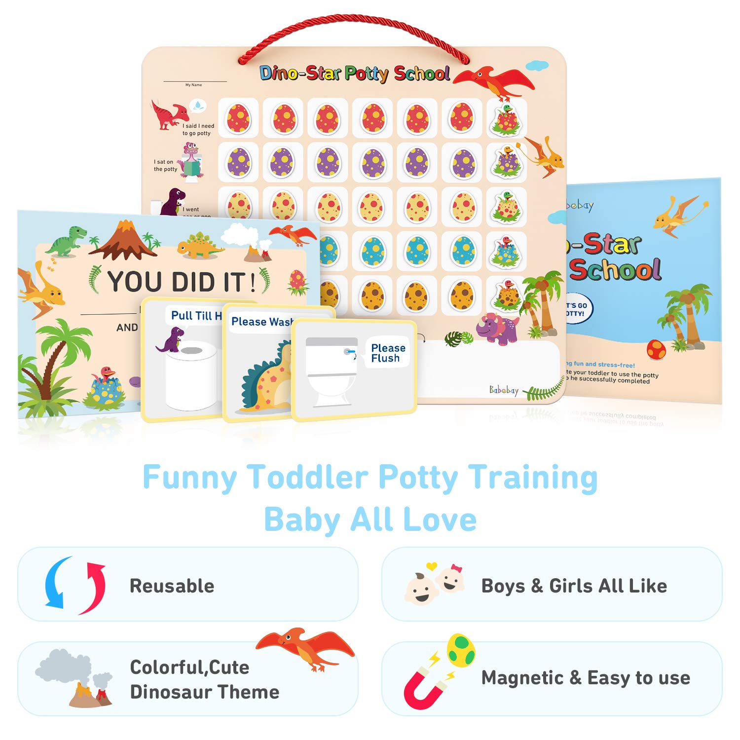 Babebay Potty Training Chart - Dinosaur School Design